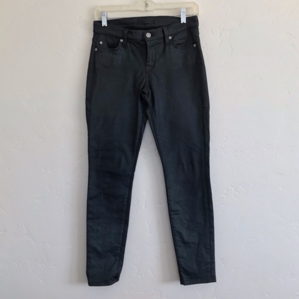 7 For All Mankind Black Metallic Skinny Jeans Size 25